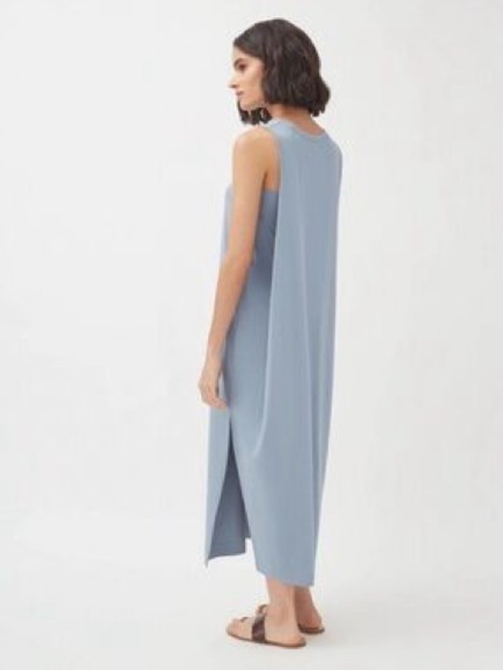 Cuyana Drape Back Maxi Dress in Slate Blue Size Small